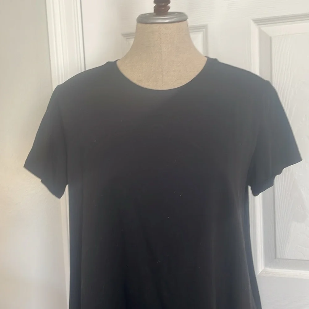 Uniqlo dress short sleeve pockets black 100% cotton midi women’s size L large - Picture 2 of 9